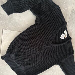 Vintage Jeff Laurent Black Knit V Neck Sweater M